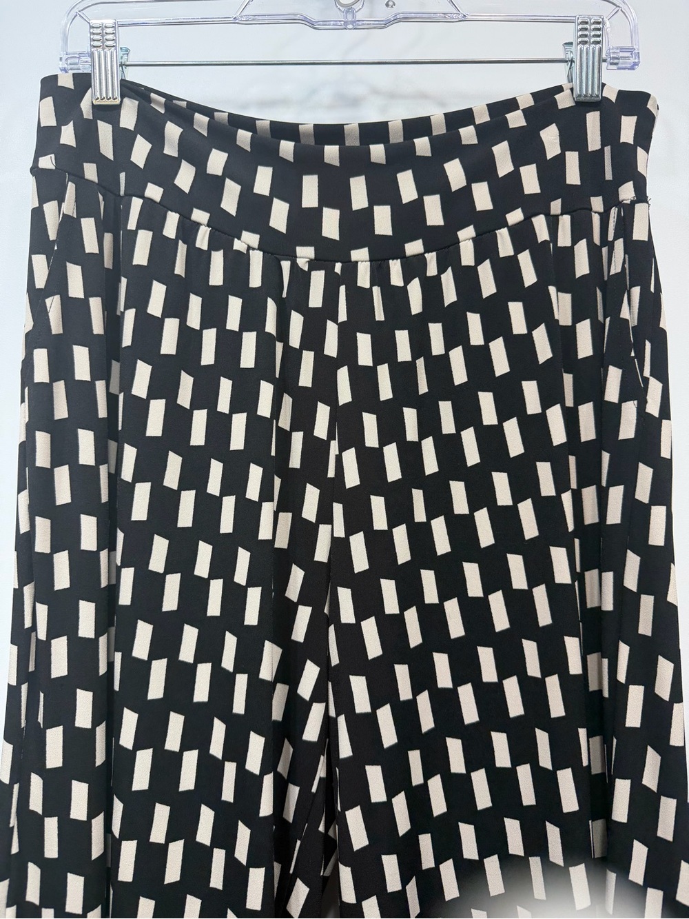 Clara Sun Woo Black & White Geometric Wide Leg Pants 1X Made in USA - Picture 5 of 11